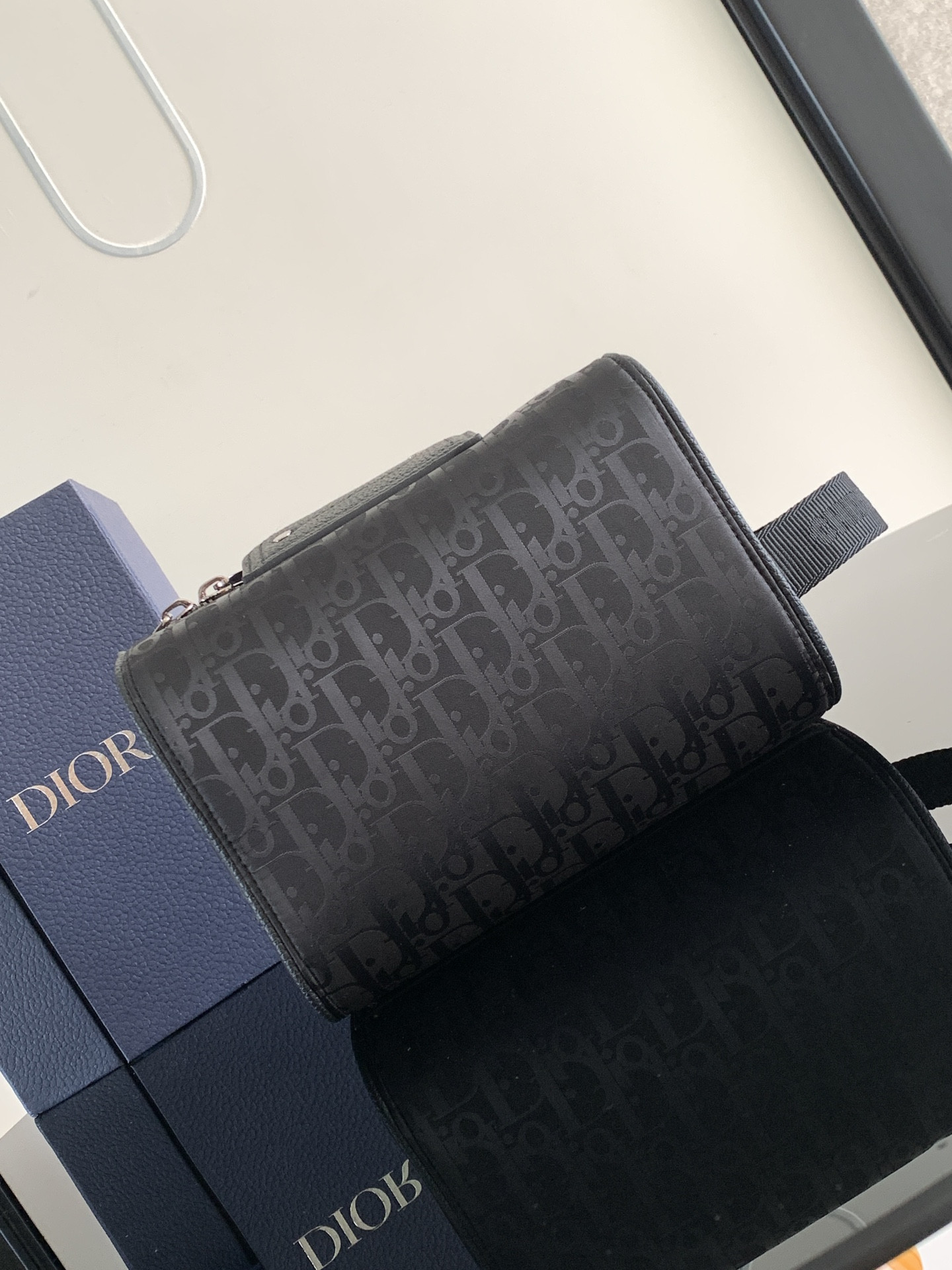 D10r Lingot Toiletry Bag Black Oblique Mirage Technical Fabric 8.5 x 5 x 4 inches