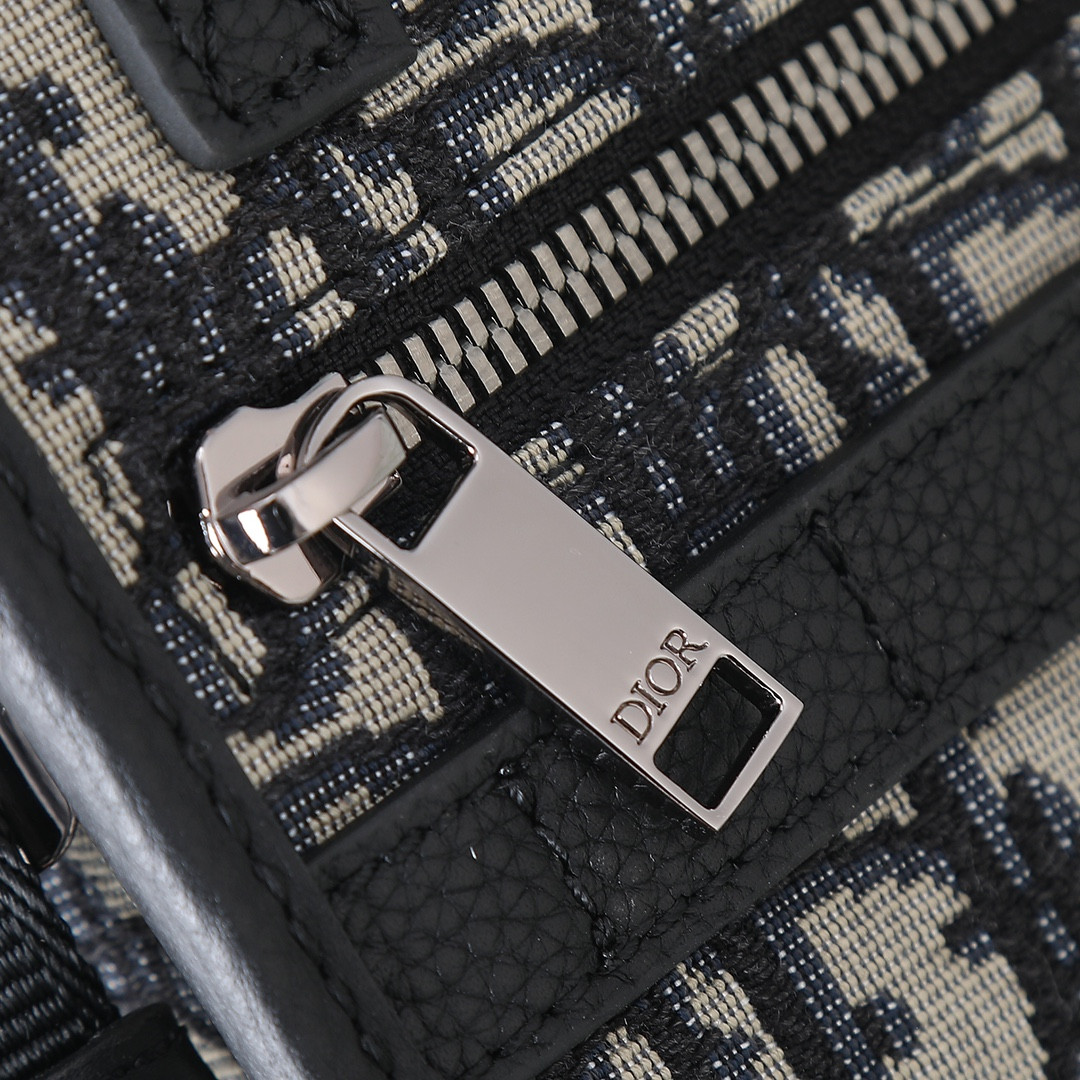 Dior Safari North-South Tote Bag Beige and Black Dior Oblique Jacquard 8.5 x 9.5 x 3 inches