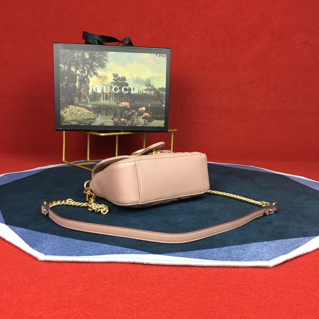 Gvc*1 GG MARMONT MATELASSÉ MINI BAG PINK 8.5"W x 5"H x 2.5"D