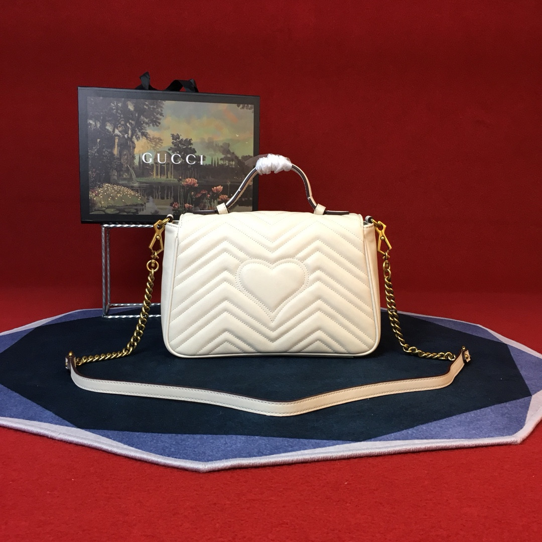 Gvc*1 GG MARMONT SMALL SHOULDER BAG WHITE 10"W x 6"H x 3"D
