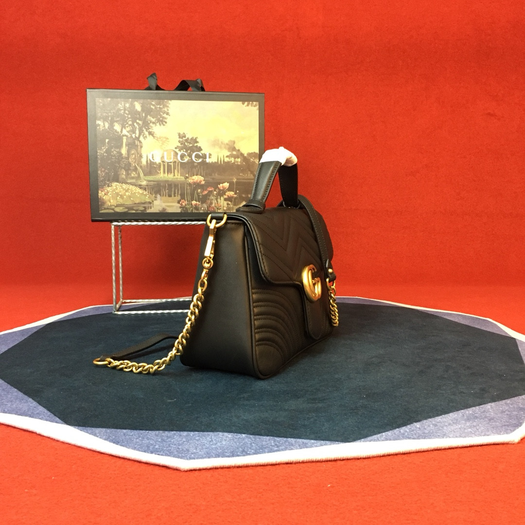 Gvc*1 GG MARMONT SMALL SHOULDER BAG BLACK 10"W x 6"H x 3"D