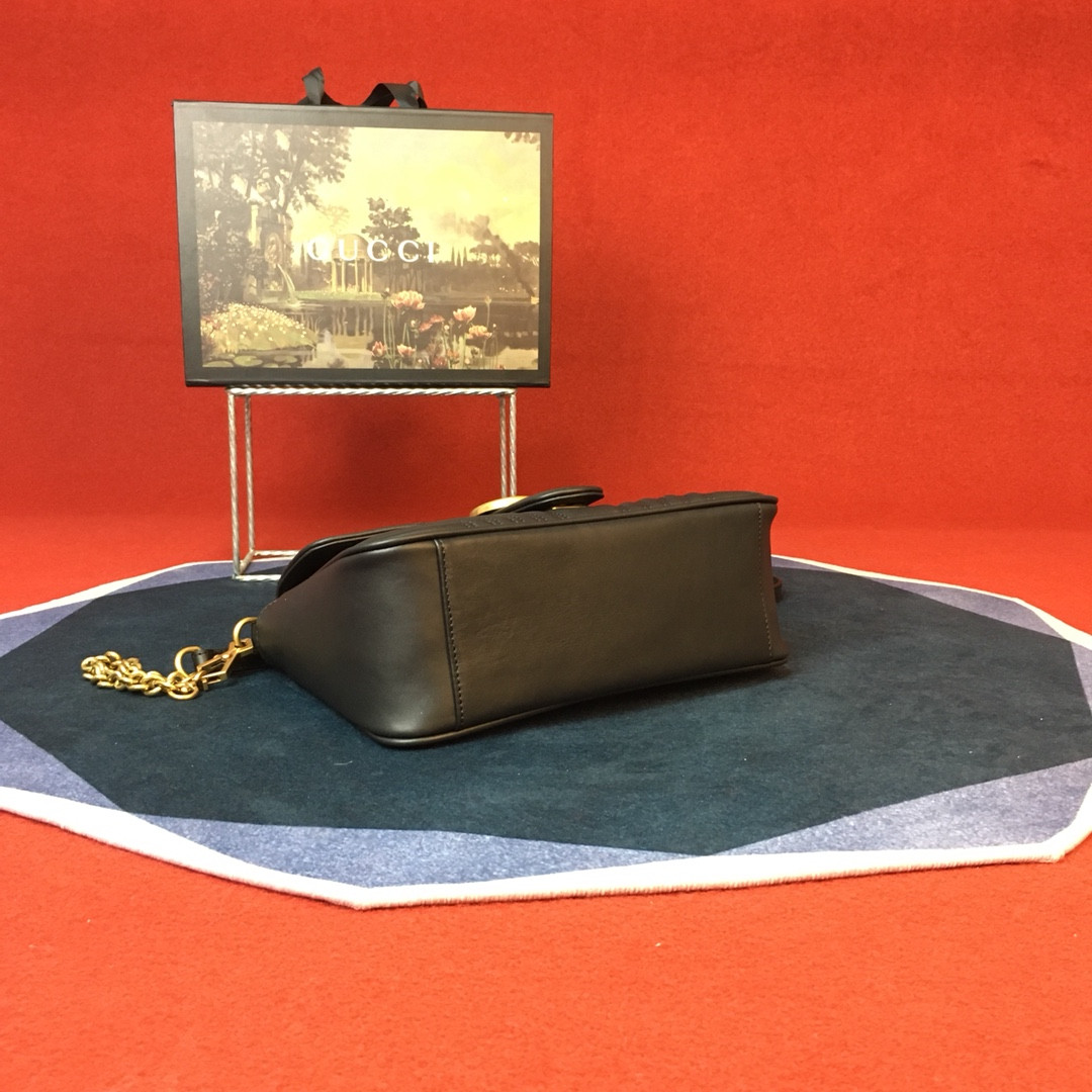 Gvc*1 GG MARMONT SMALL SHOULDER BAG BLACK 10"W x 6"H x 3"D