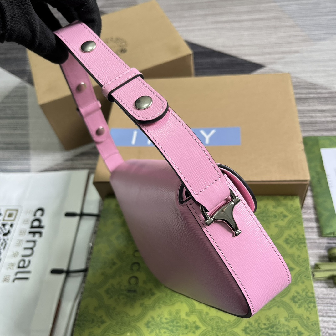 Gvc*1 HORSEBIT 1955 SMALL SHOULDER BAG pink 10.4"W x 6.7-4.1"H x 3.1-1.6"D