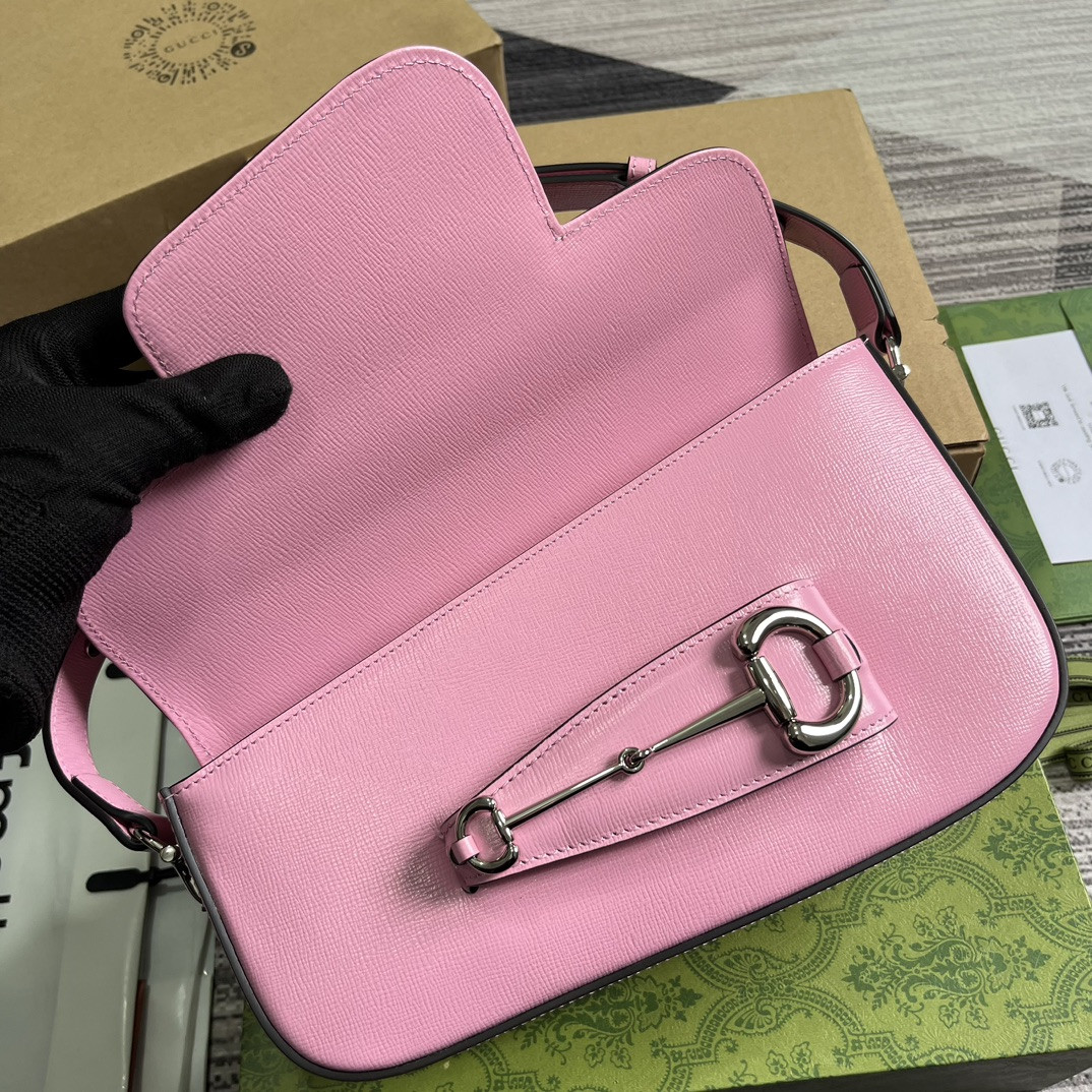 Gvc*1 HORSEBIT 1955 SMALL SHOULDER BAG pink 10.4"W x 6.7-4.1"H x 3.1-1.6"D