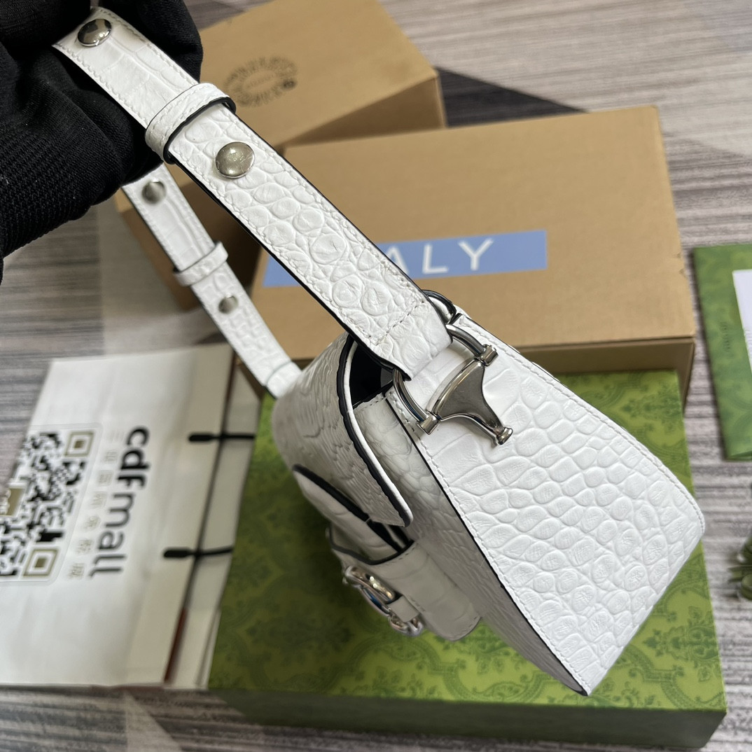 Gvc*1 HORSEBIT 1955 SMALL SHOULDER BAG WHITE 10.4"W x 6.7-4.1"H x 3.1-1.6"D