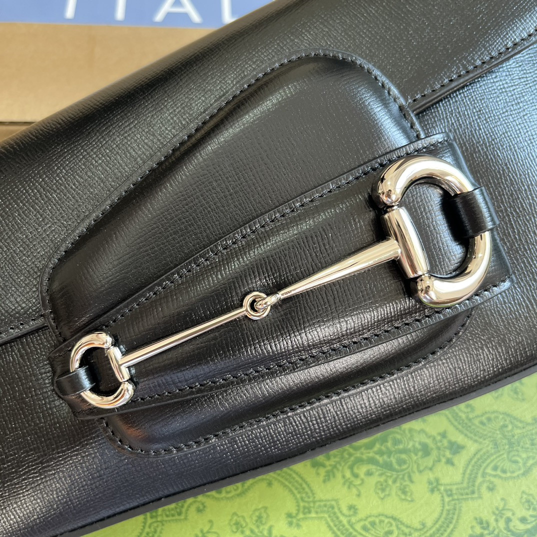 Gvc*1 HORSEBIT 1955 SMALL SHOULDER BAG Black 10.4"W x 6.7-4.1"H x 3.1-1.6"D