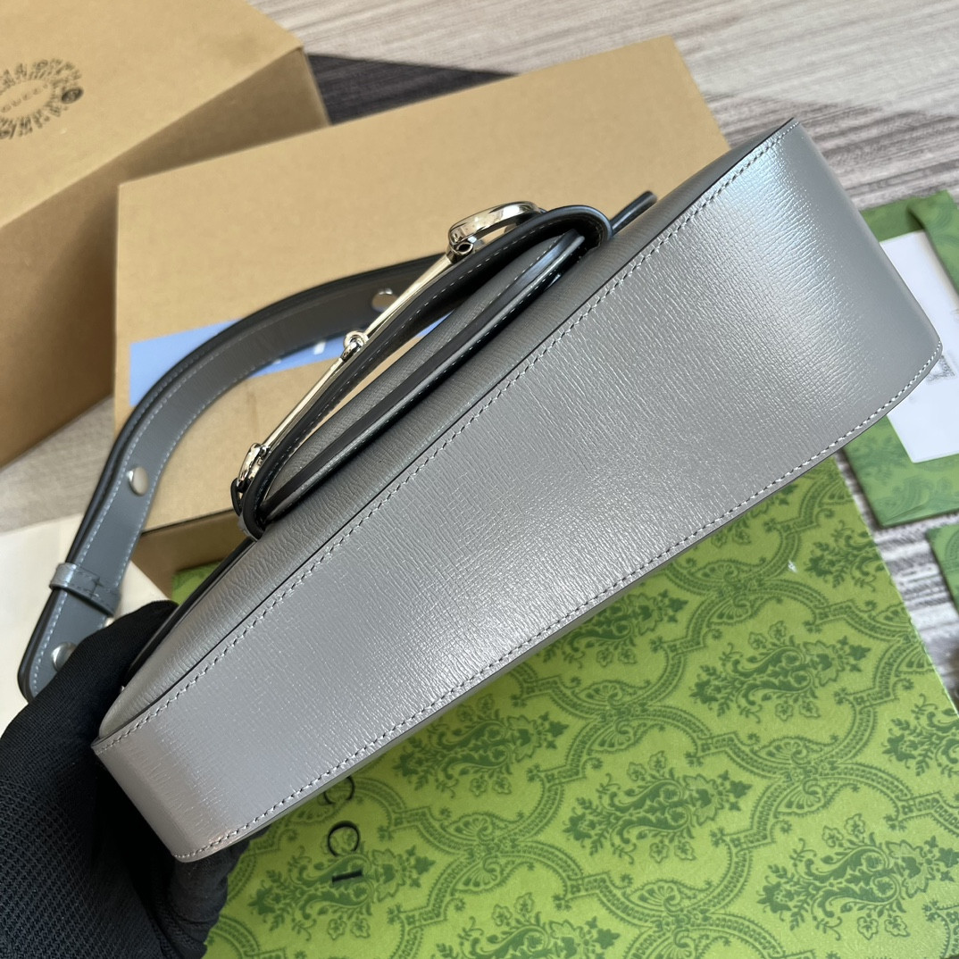 Gvc*1 HORSEBIT 1955 SMALL SHOULDER BAG GRAY 10.4"W x 6.7-4.1"H x 3.1-1.6"D