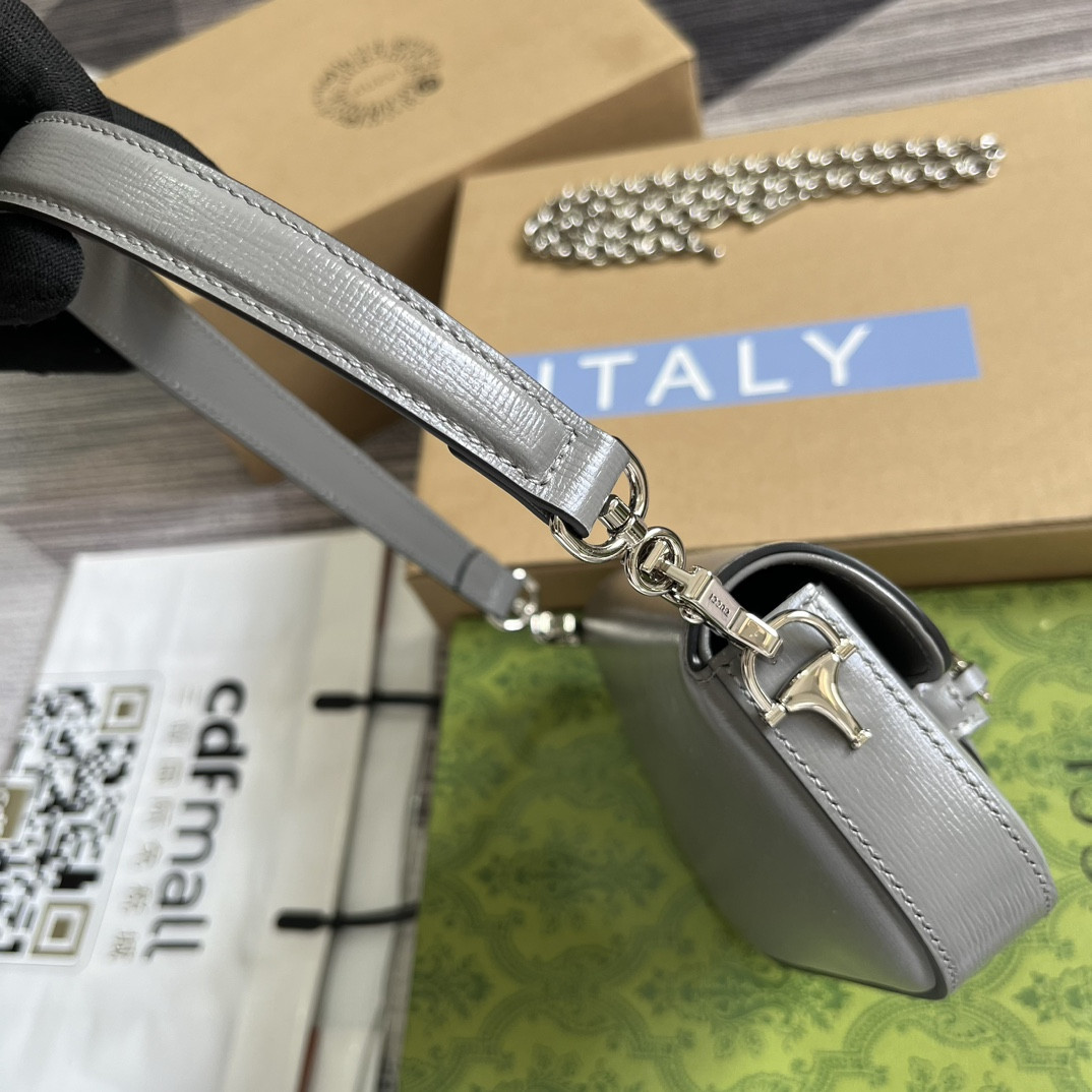 Gvc*1 HORSEBIT 1955 MINI SHOULDER BAG GRAY 7.7"W x 5-3.1"H x 2.4-1.2"D