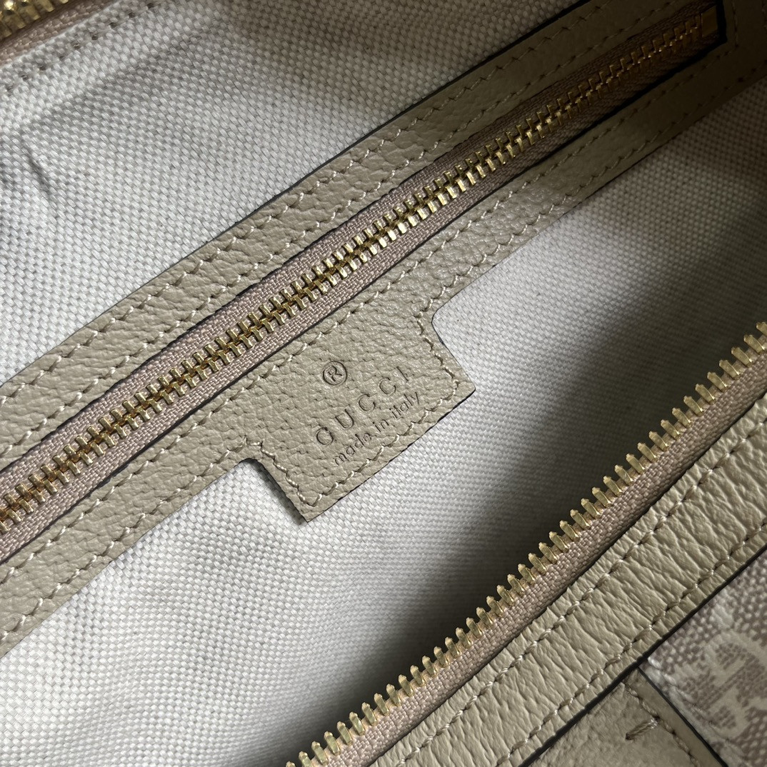 Gvc*1 OPHIDIA GG MINI TOP HANDLE BAG Beige and white 8.4"W x 5.5"H x 4.5"D