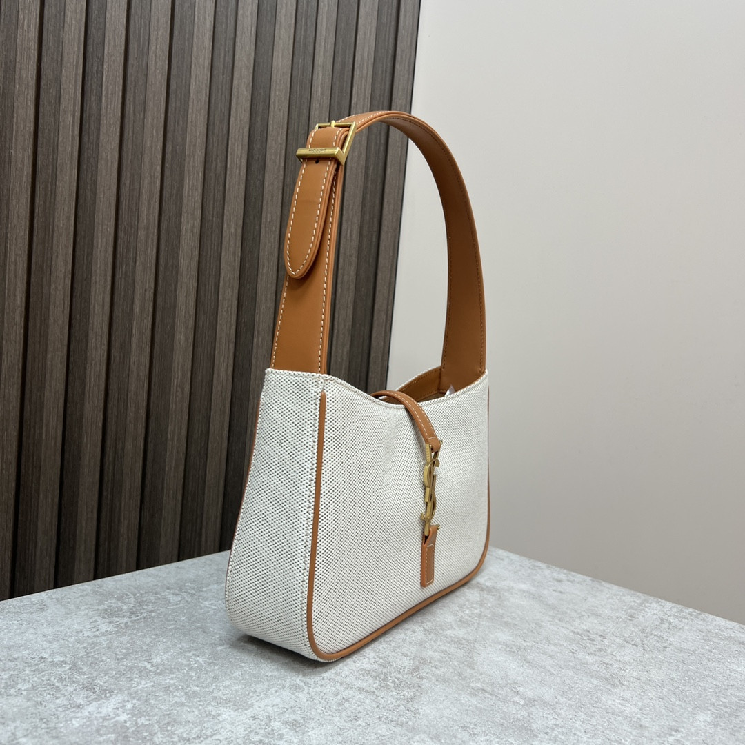 Y51 LE 5 À 7 IN CANVAS AND LEATHER GREGE AND BRICK 9 X 6.3 X 2.5 INCHES