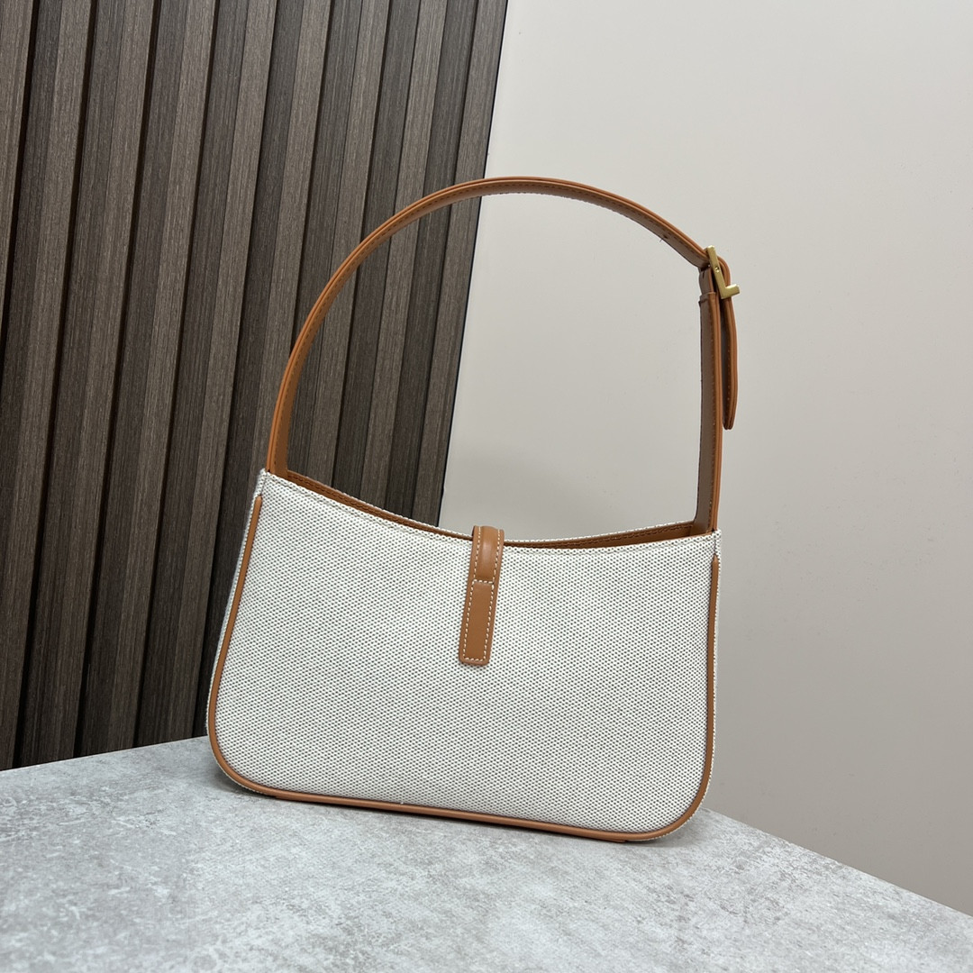 Y51 LE 5 À 7 IN CANVAS AND LEATHER GREGE AND BRICK 9 X 6.3 X 2.5 INCHES