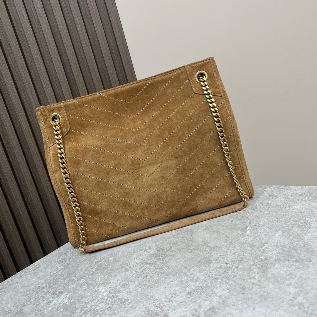 Y51 NIKI MEDIUM SHOPPING IN SUEDE BROWN 12.9 X 10.6 X 4.5 INCHES