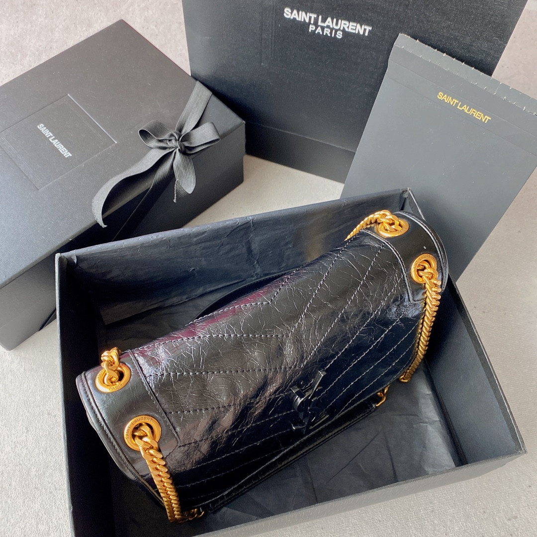 Y51 NIKI MEDIUM IN VINTAGE LEATHER BLACK 11 X 7.8 X 3.3 INCHES