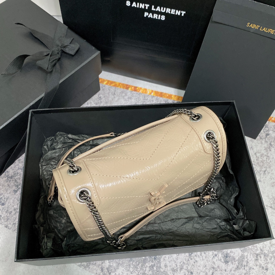 Y51 NIKI BABY IN VINTAGE LEATHER BEIGE 8.2 X 6 X 2.9 INCHES