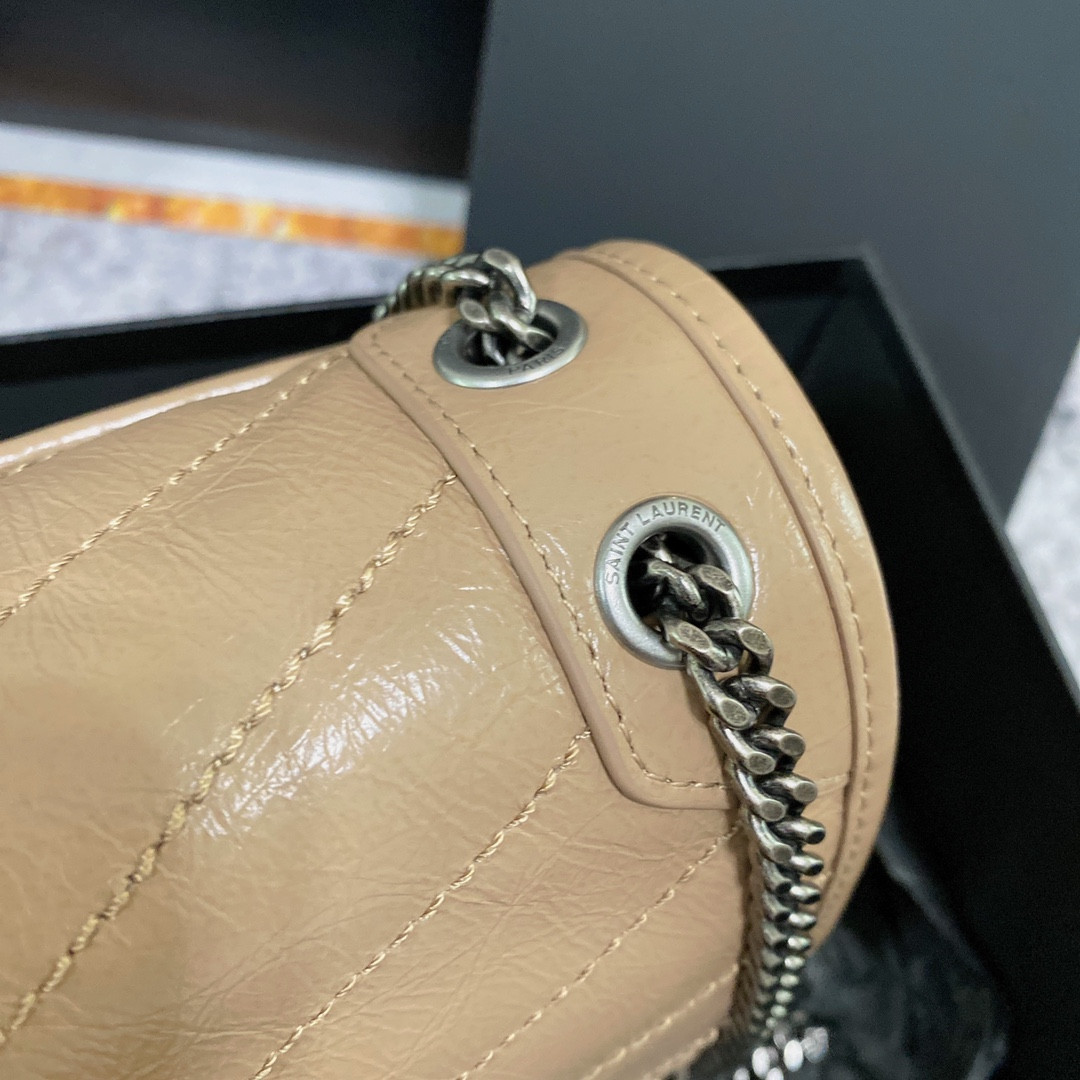 Y51 NIKI BABY IN VINTAGE LEATHER DARK BEIGE 8.2 X 6 X 2.9 INCHES