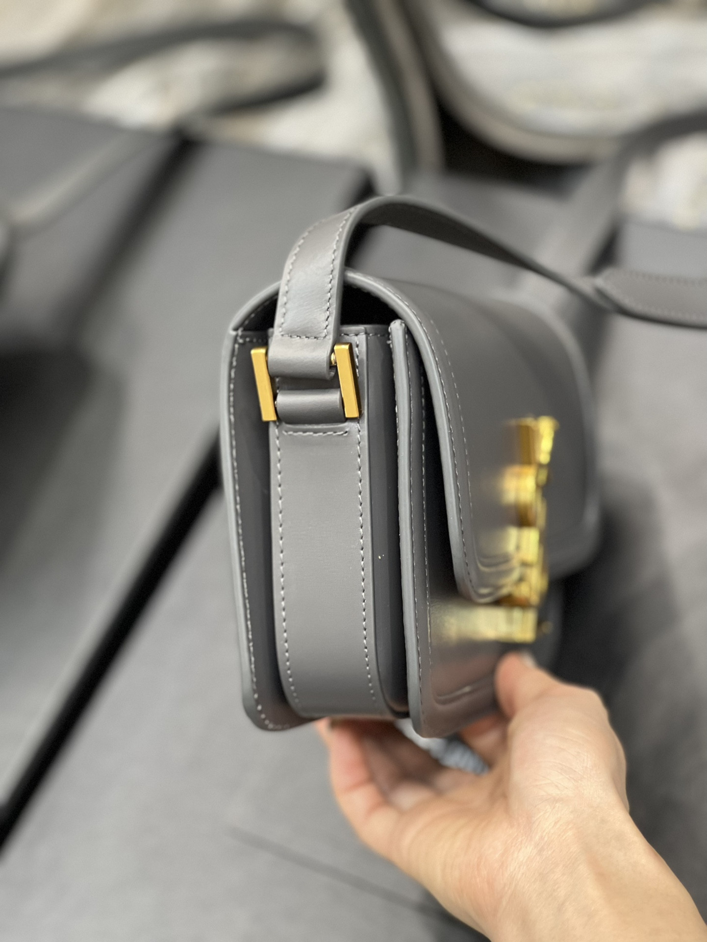 Y51 SOLFERINO SMALL SATCHEL IN BOX Sa1nt Lau*nt STORM 7.4 X 5.1 X 1.9 INCHES