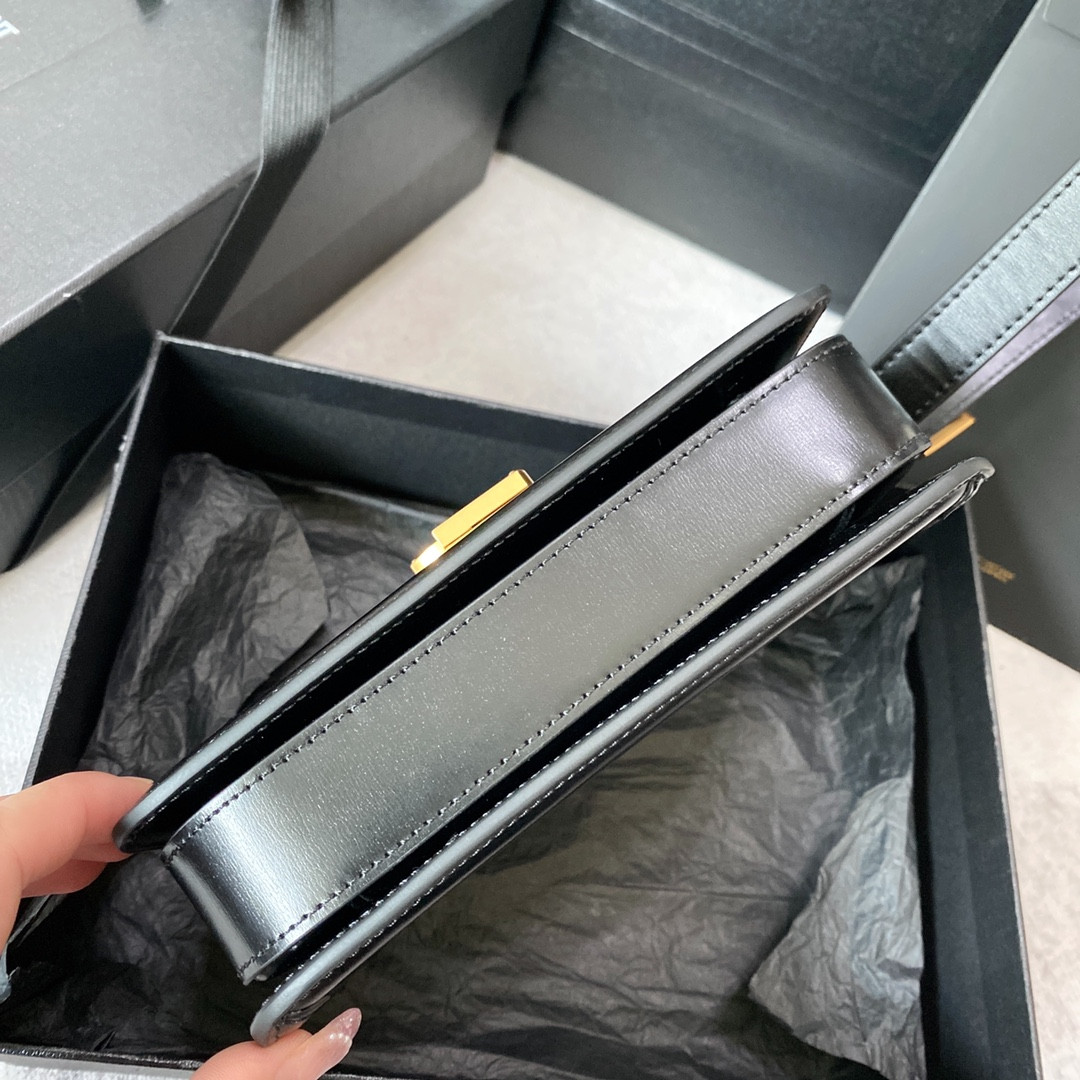 Y51 SOLFERINO SMALL SATCHEL IN BOX Sa1nt Lau*nt BLACK 7.4 X 5.1 X 1.9 INCHES