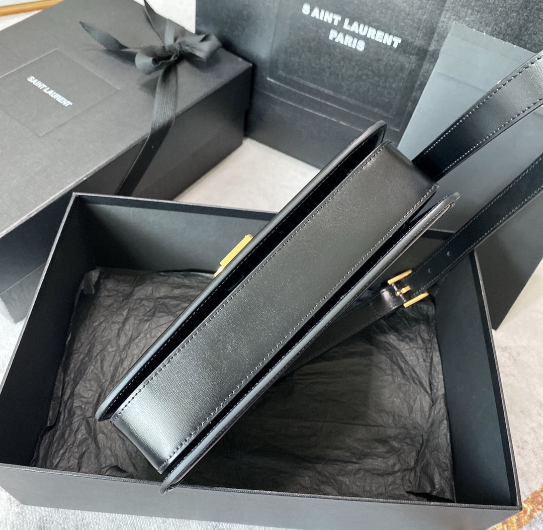 Y51 SOLFERINO MEDIUM SATCHEL IN BOX Sa1nt Lau*nt BLACK 9.1 X 6.3 X 2.4 INCHES