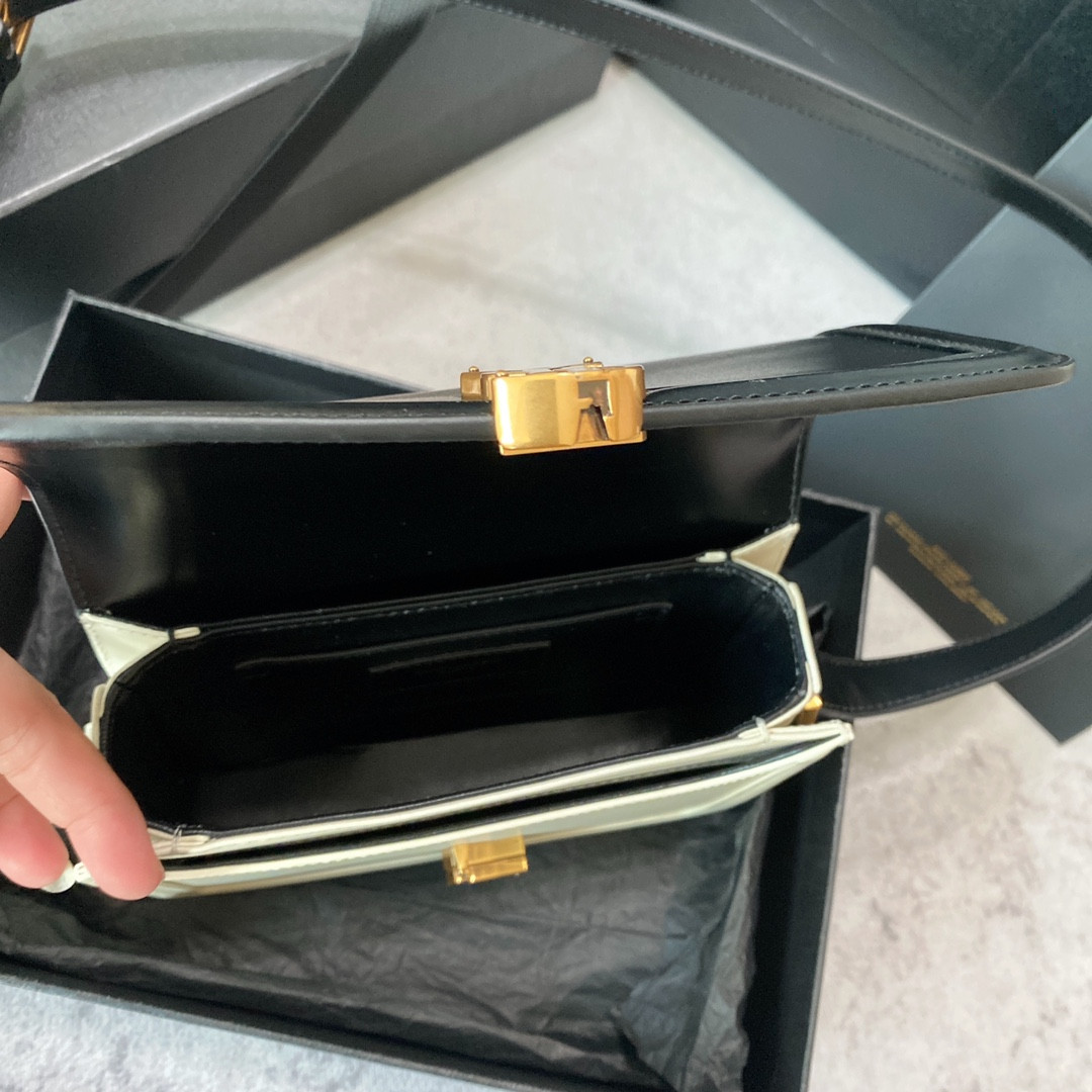 Y51 SOLFERINO SMALL SATCHEL IN BOX Sa1nt Lau*nt BLACK 7.4 X 5.1 X 1.9 INCHES