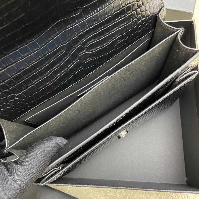 Y51 SUNSET MEDIUM IN CROCODILE-EMBOSSED LEATHER 8 X 6.2 X 2.5 INCHES