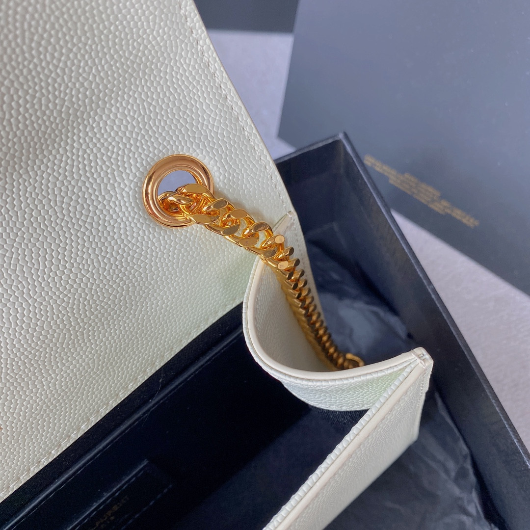 Y51 KATE SMALL IN GRAIN DE POUDRE EMBOSSED LEATHER WHITE 7.8 X 4.9 X 1.9 INCHES