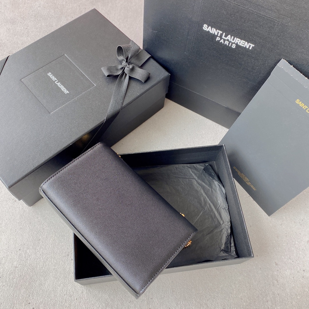 Y51 KATE SMALL IN GRAIN DE POUDRE EMBOSSED LEATHER NAVY GOLD 7.8 X 4.9 X 1.9 INCHES