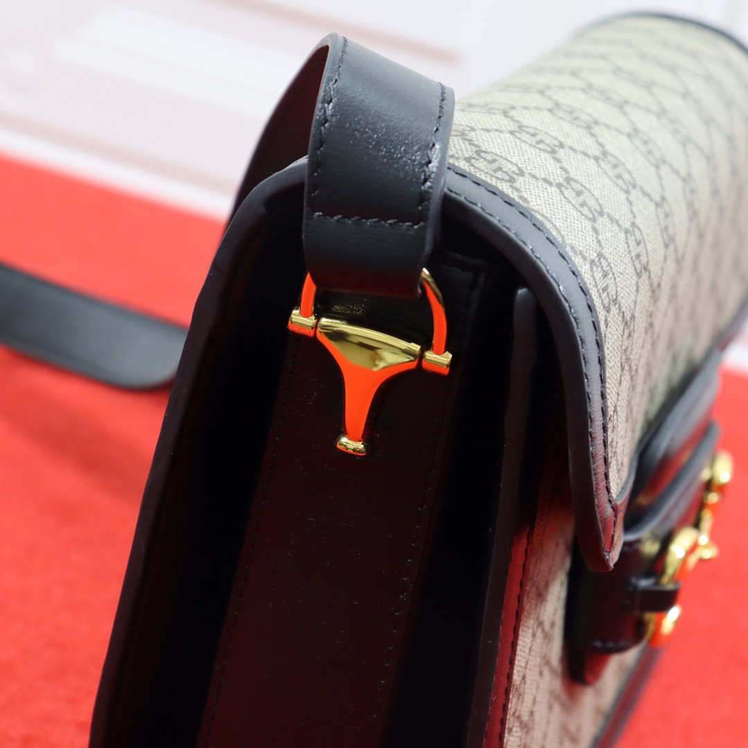 Gvc*1 HORSEBIT 1955 SHOULDER BAG Beige Black 9.8"W x 7"H x 3.1"D