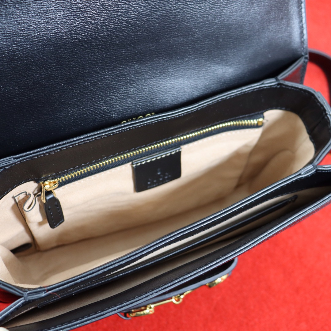 Gvc*1 HORSEBIT 1955 SHOULDER BAG Beige Black 9.8"W x 7"H x 3.1"D