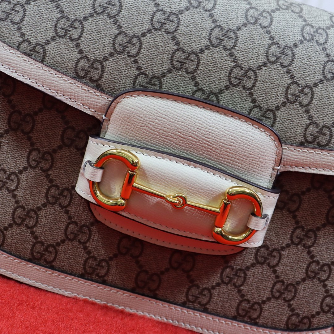 Gvc*1 HORSEBIT 1955 SHOULDER BAG GRAY WHITE 9.8"W x 7"H x 3.1"D