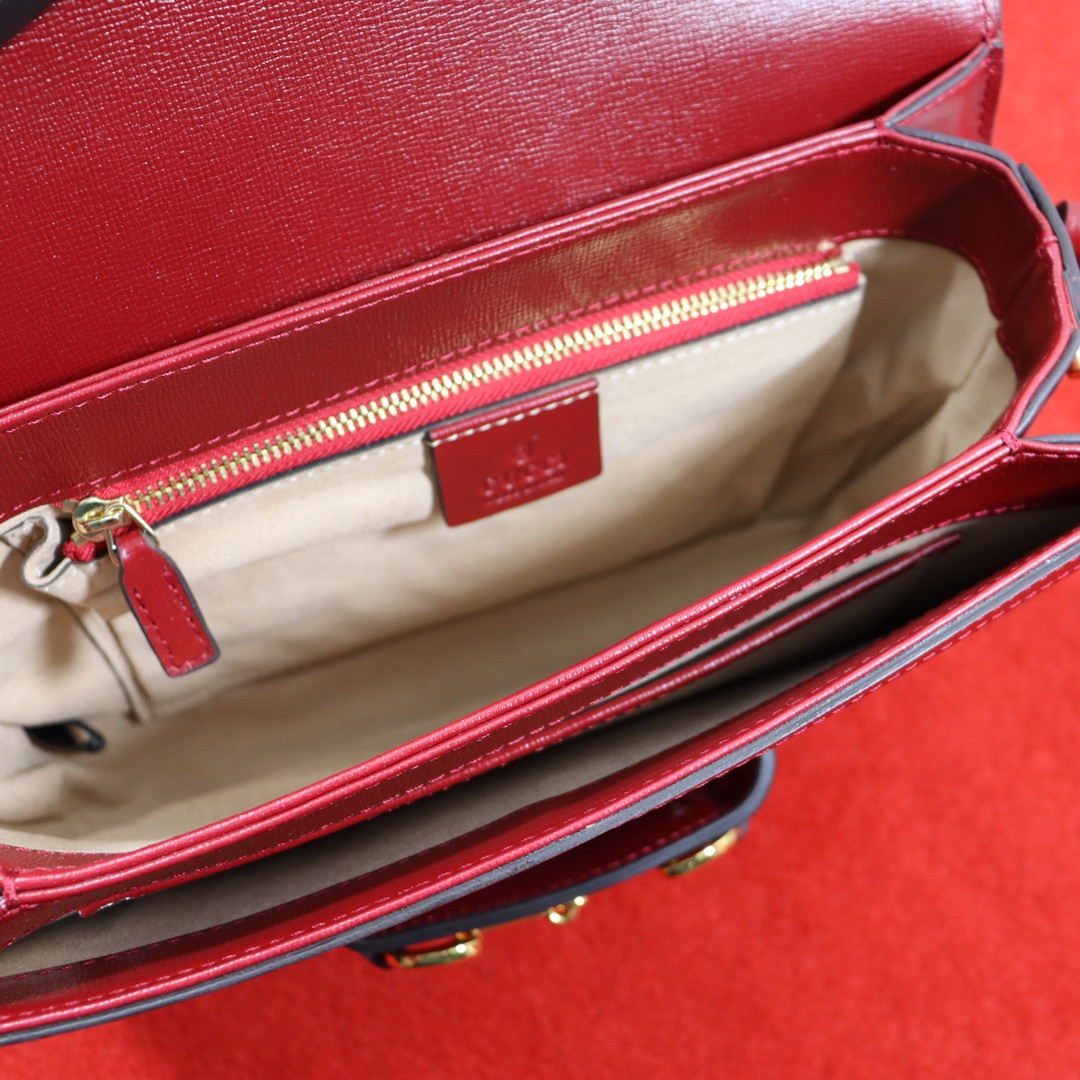 Gvc*1 HORSEBIT 1955 SHOULDER BAG GRAY RED 9.8"W x 7"H x 3.1"D