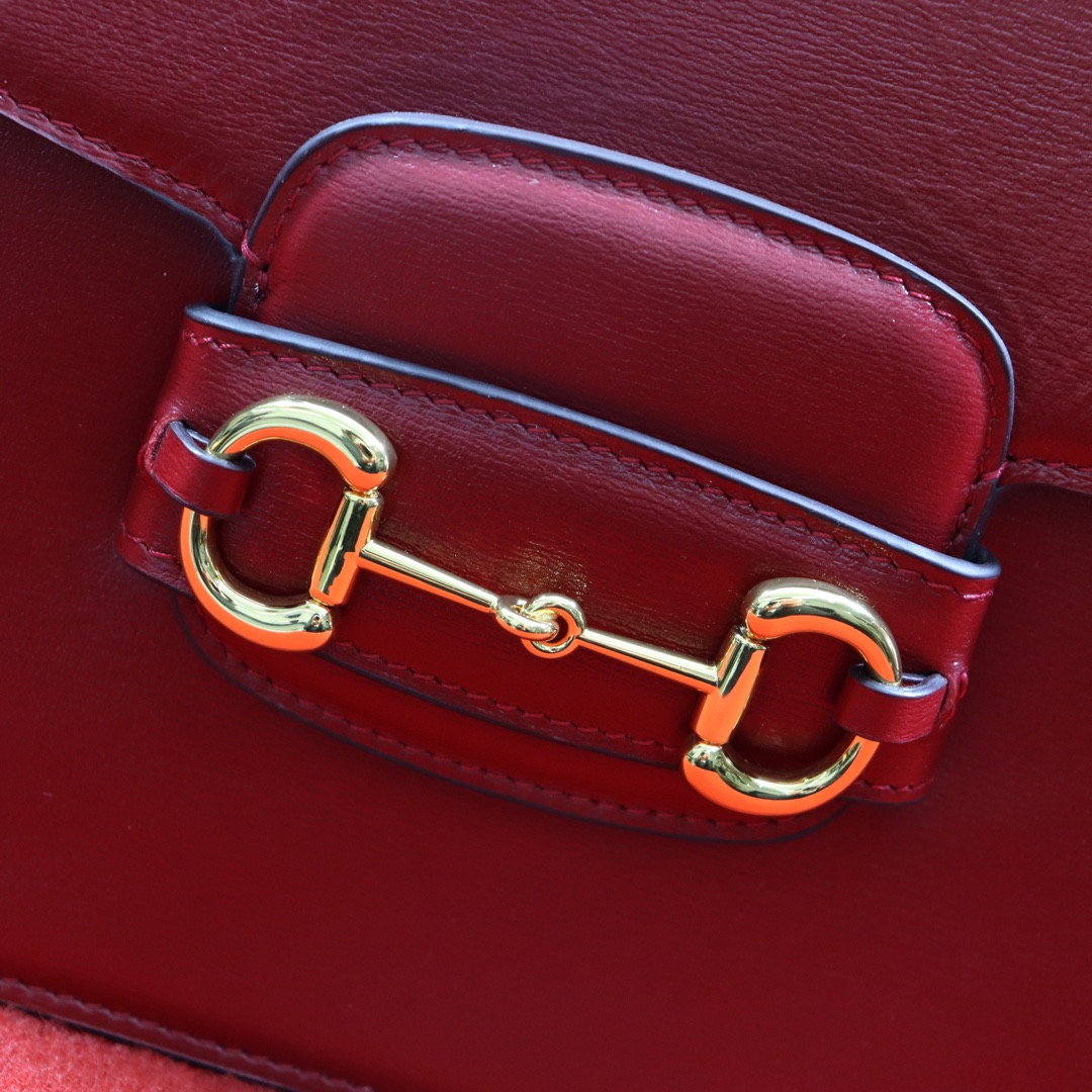 Gvc*1 HORSEBIT 1955 SHOULDER BAG RED 9.8"W x 7"H x 3.1"D