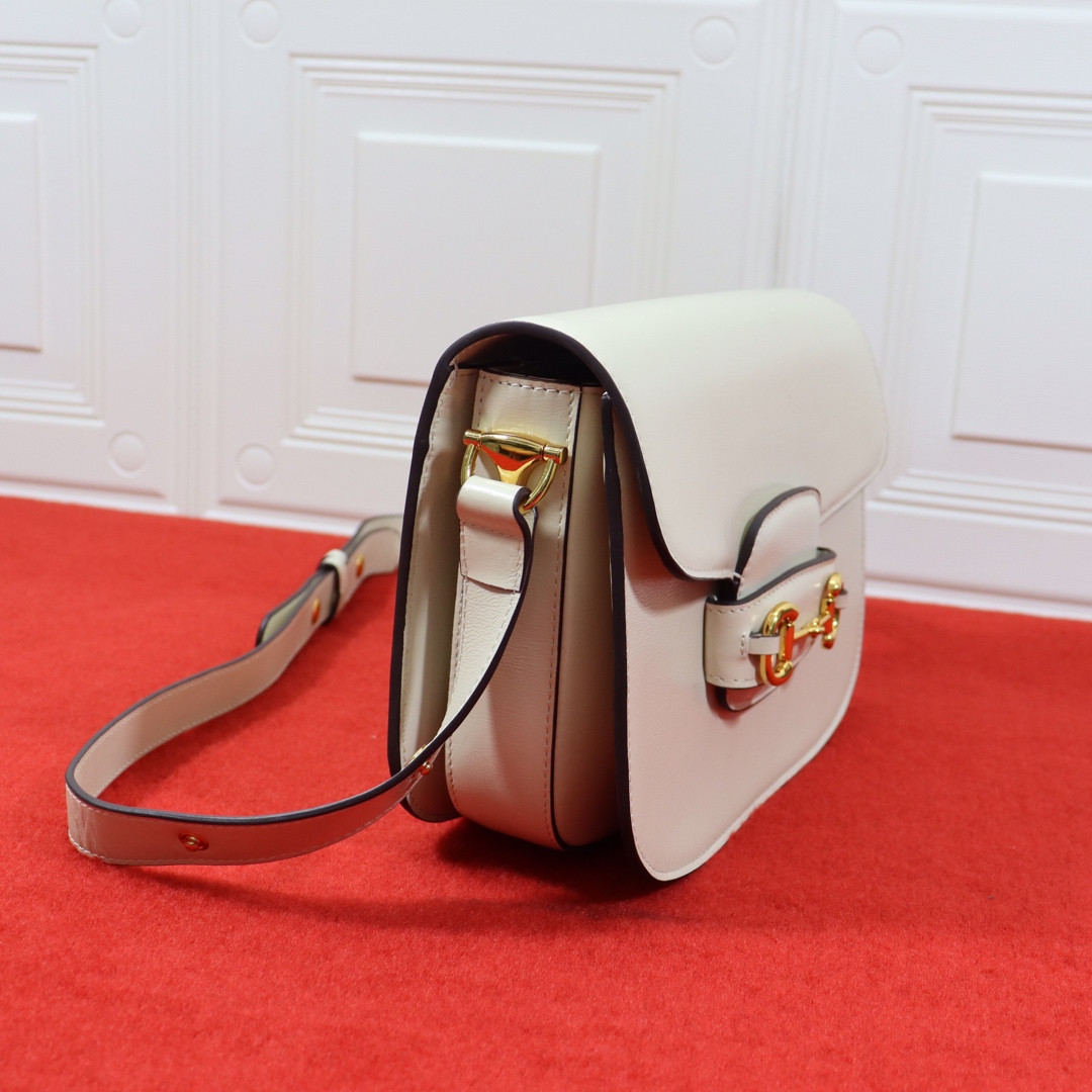 Gvc*1 HORSEBIT 1955 SHOULDER BAG WHITE 9.8"W x 7"H x 3.1"D