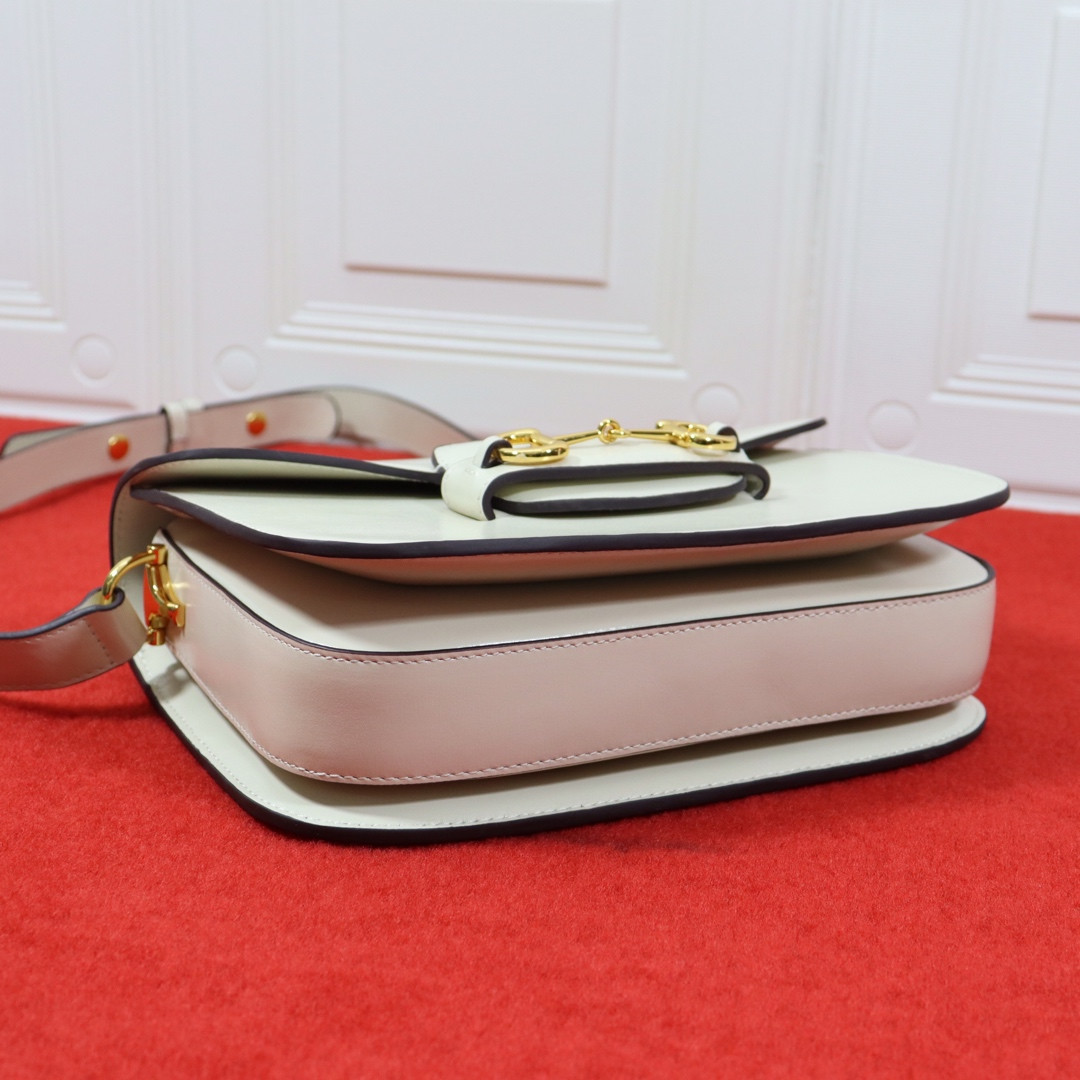 Gvc*1 HORSEBIT 1955 SHOULDER BAG WHITE 9.8"W x 7"H x 3.1"D