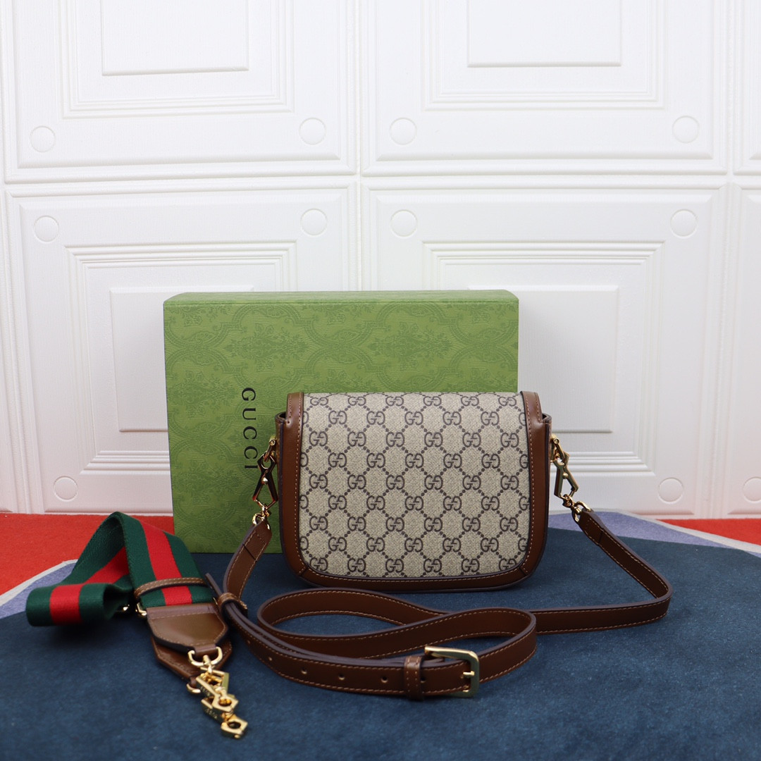 Gvc*1 HORSEBIT 1955 MINI BAG Beige and ebony 8.1"W x 5.7"H x 2"D