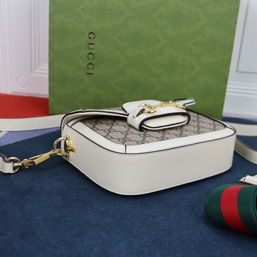 Gvc*1 HORSEBIT 1955 MINI BAG GRAY WHITE 8.1"W x 5.7"H x 2"D