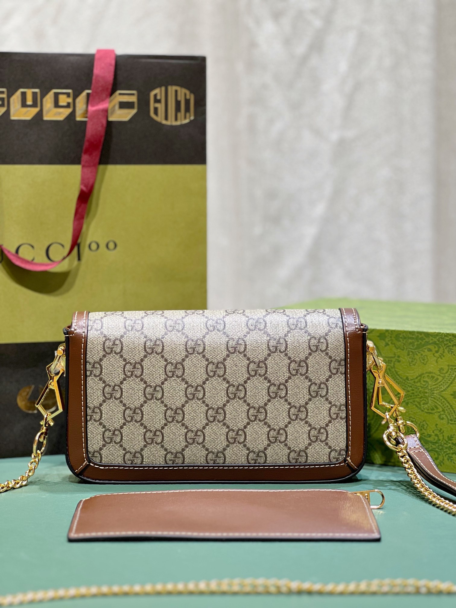 Gvc*1 HORSEBIT 1955 MINI BAG BROWN 8.5"W x 4.9"H x 1.2"D