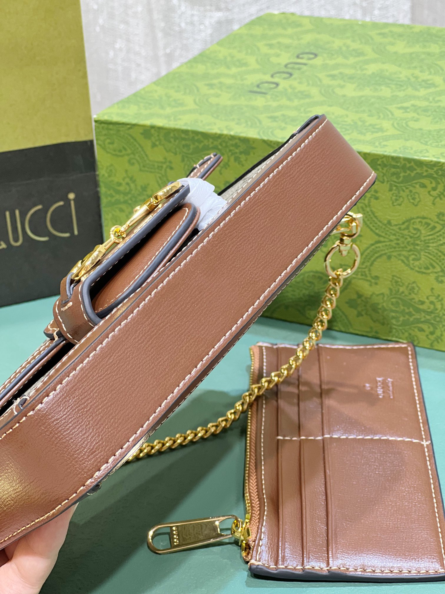 Gvc*1 HORSEBIT 1955 MINI BAG BROWN 8.5"W x 4.9"H x 1.2"D