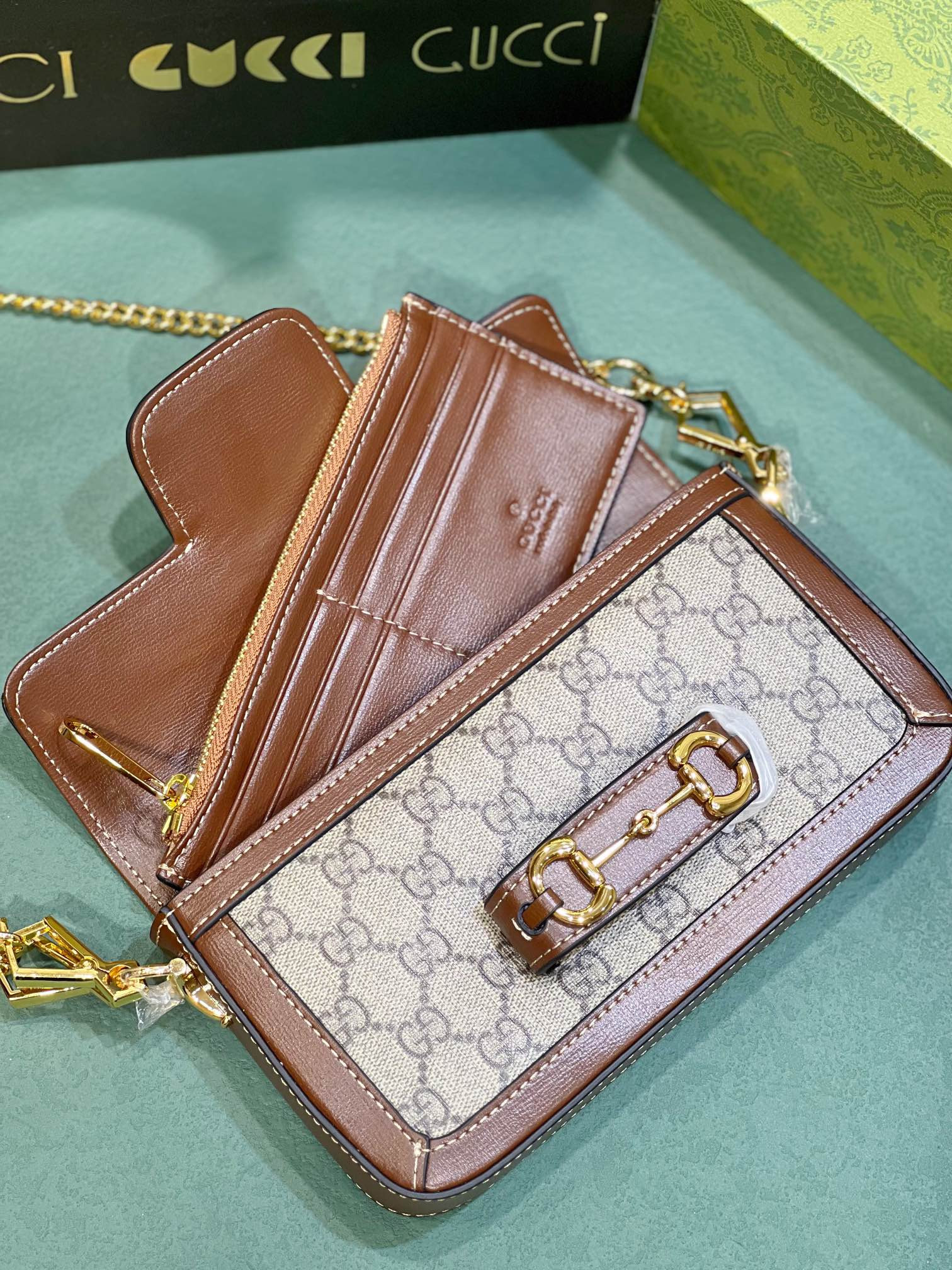 Gvc*1 HORSEBIT 1955 MINI BAG BROWN 8.5"W x 4.9"H x 1.2"D