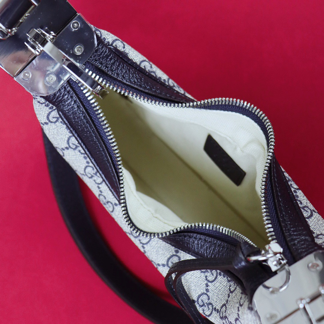 Gvc*1 ATTACHE SMALL SHOULDER BAG Beige and gray 9"W x 8.7"H x 2"D