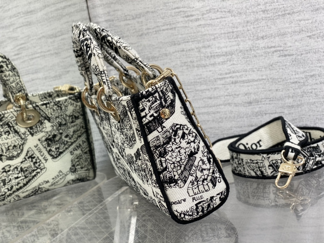 D10r Lady D-Joy bag medium black white 26 x 13.5 x 5 cm