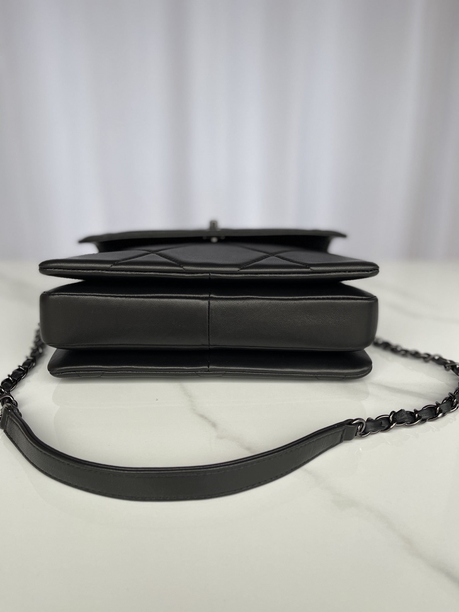 Ch**el FLAP BAG WITH TOP HANDLE 6.6 × 9.8 × 4.7 in