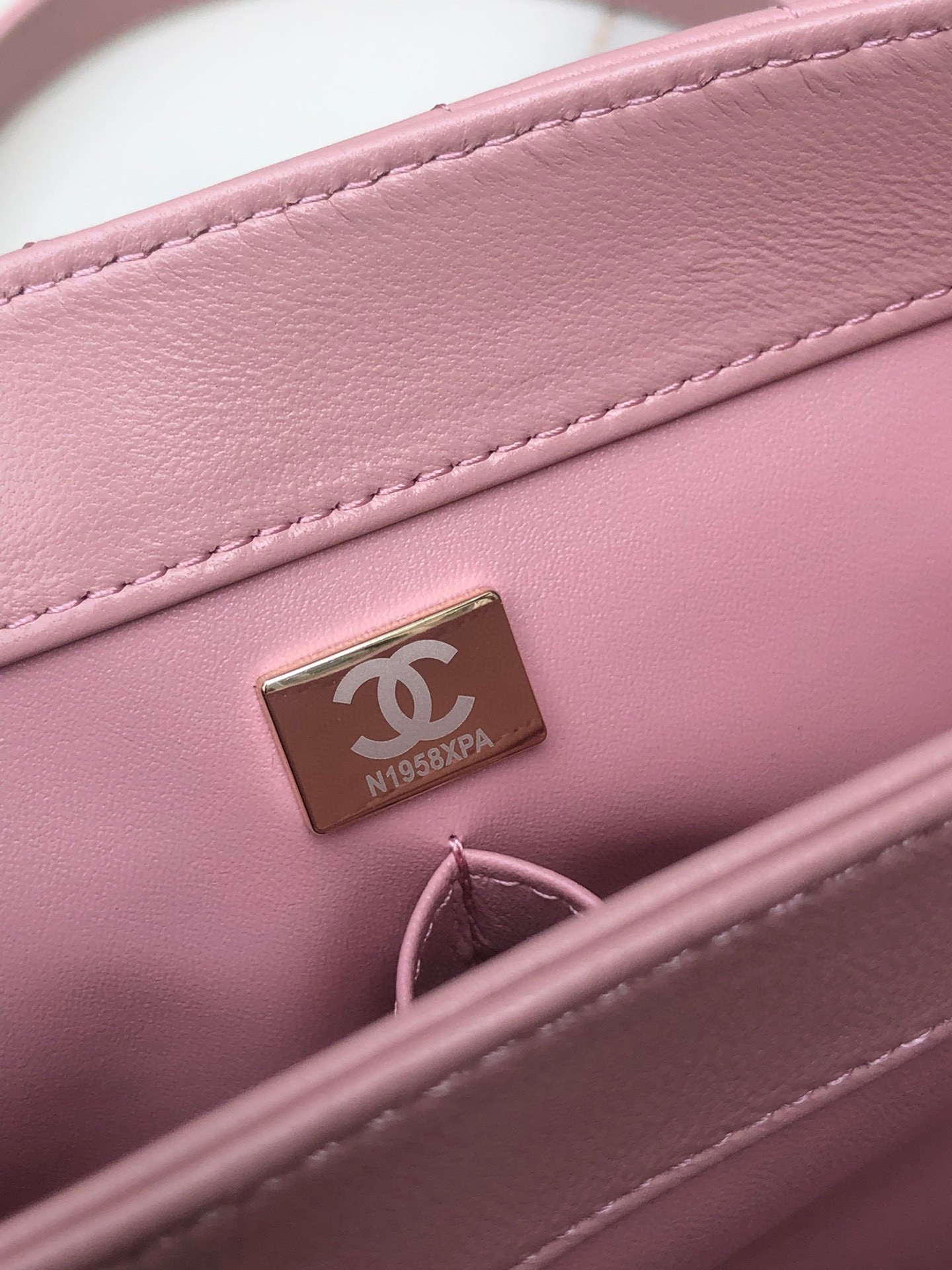 Ch**el FLAP BAG WITH TOP HANDLE PINK 6.6 × 9.8 × 4.7 in