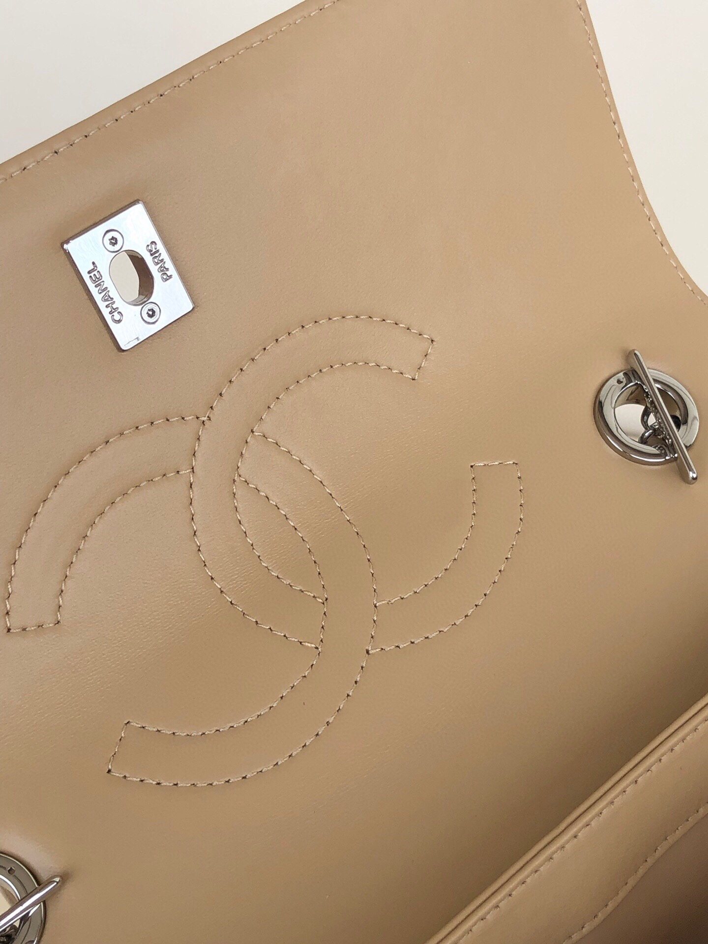 Ch**el FLAP BAG WITH TOP HANDLE 6.6 × 9.8 × 4.7 in