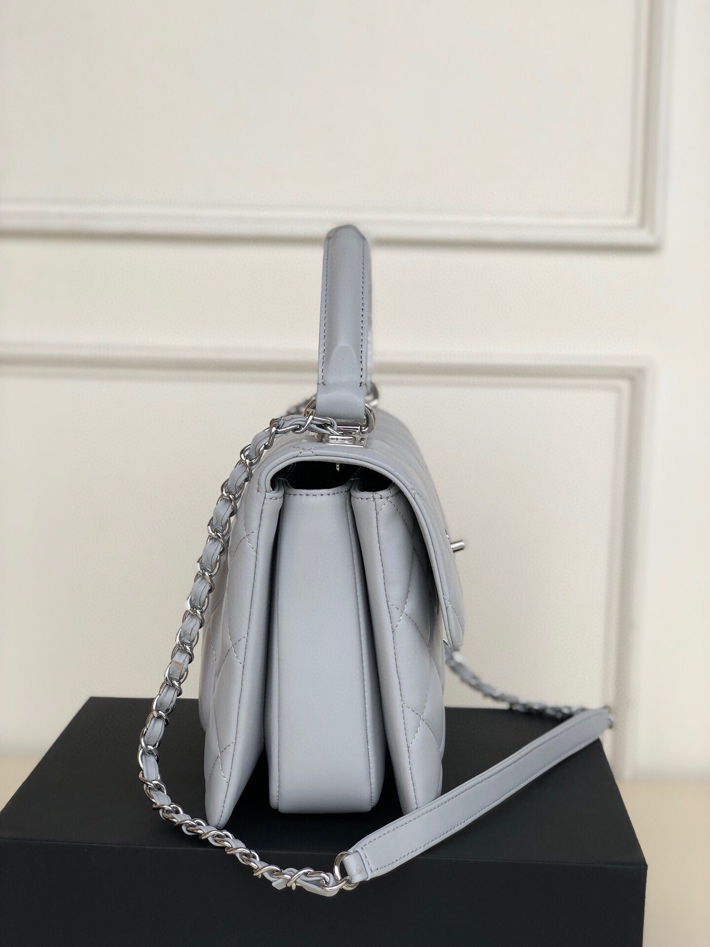 Ch**el FLAP BAG WITH TOP HANDLE 6.6 × 9.8 × 4.7 in