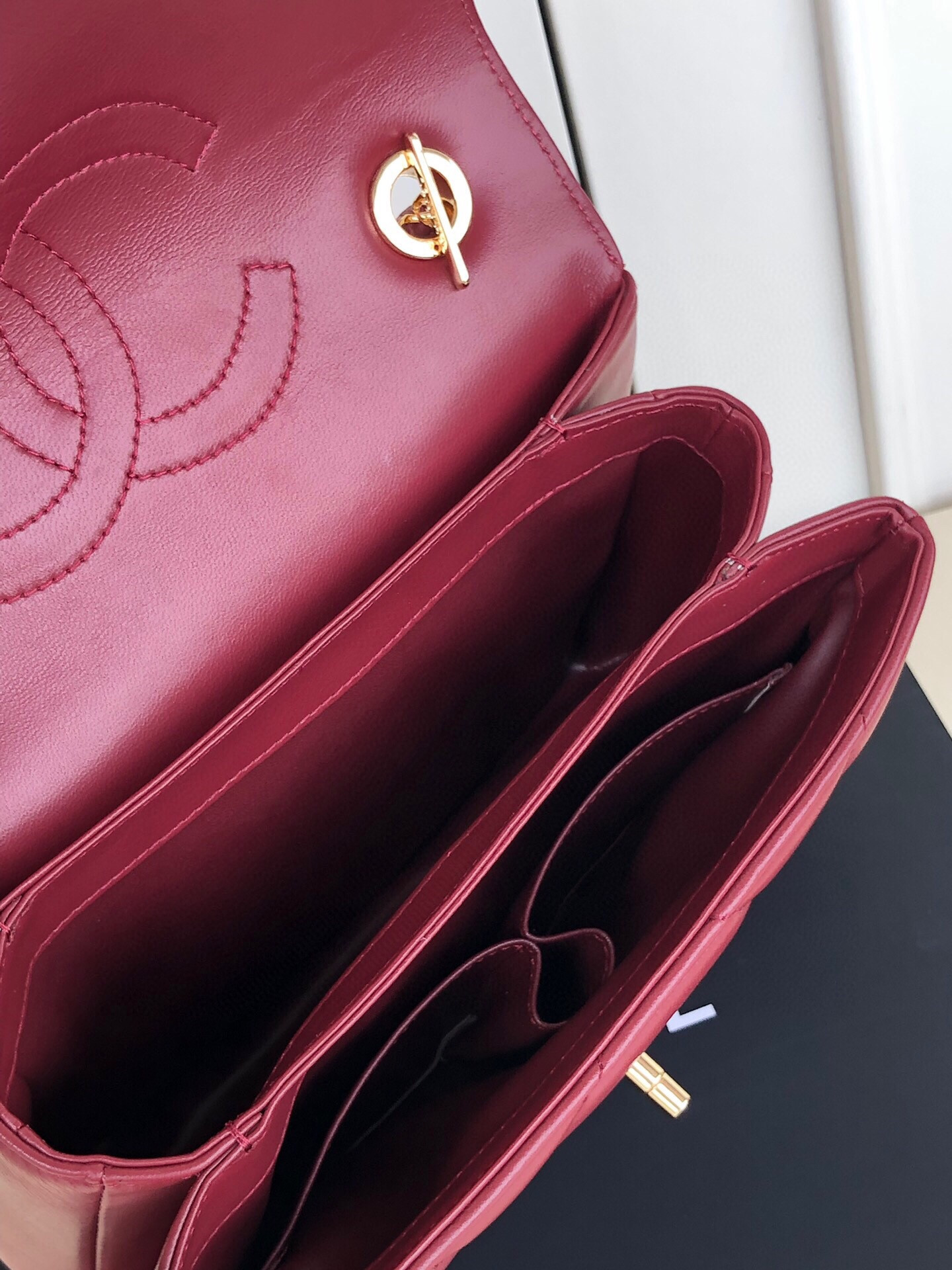 Ch**el FLAP BAG WITH TOP HANDLE 6.6 × 9.8 × 4.7 in