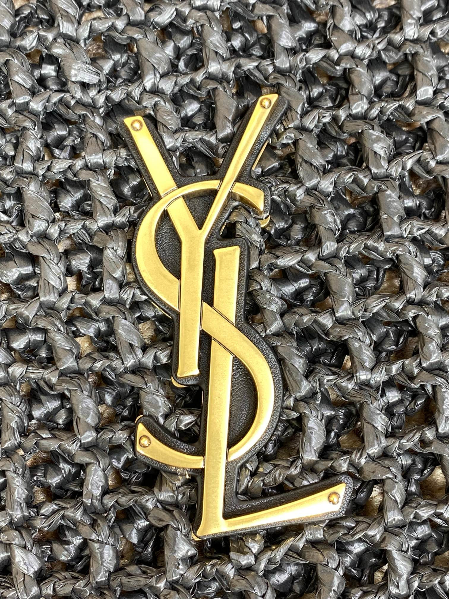 Y51 OXALIS BAG IN RAFFIA MACRAMÉ BLACK 14.6X 5.7X1.2INCHES