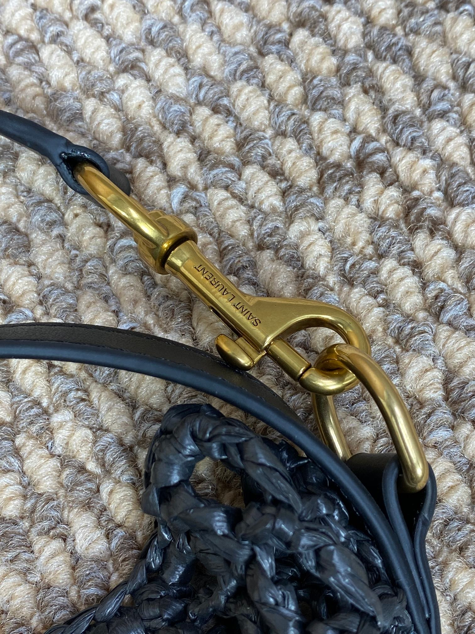 Y51 OXALIS BAG IN RAFFIA MACRAMÉ BLACK 14.6X 5.7X1.2INCHES