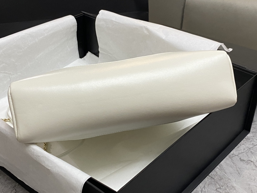 Ch**el SHOPPING BAG Shiny Lambskin & Gold-Tone Metal 11.7 × 11.3 × 3.5 in