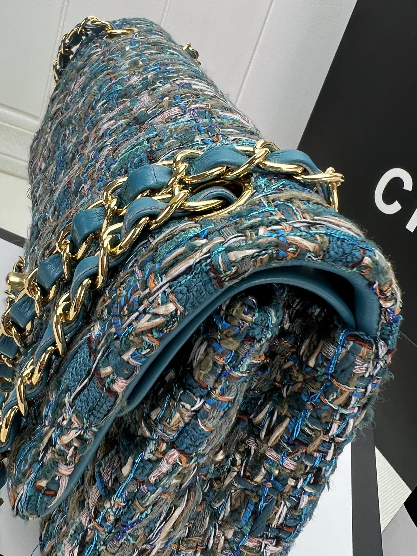 Ch**el CLASSIC 11.12 HANDBAG Tweed & Gold-Tone Metal   6 × 9.9 × 2.5 in