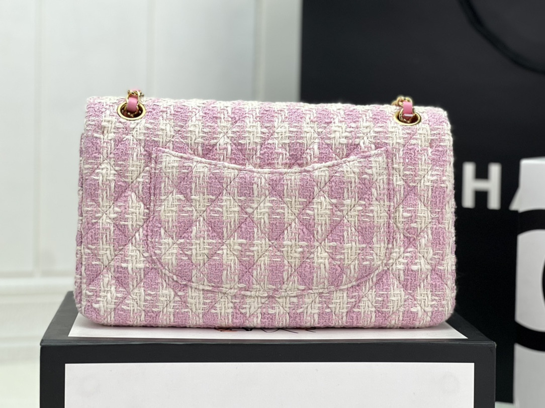 Ch**el classic 11.12 handbag tweed & gold-tone metal 6 × 9.9 × 2.5 in
